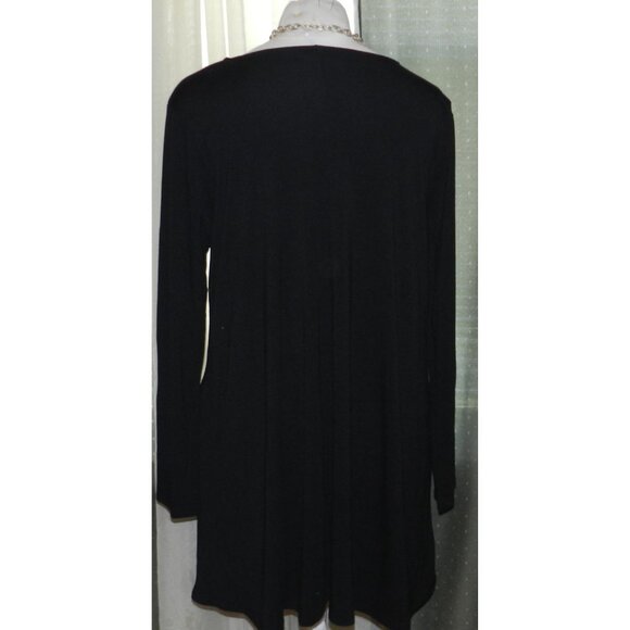 Zenana Premium size 3X little black stretch blend dress long sleeved pull over - Picture 2 of 6